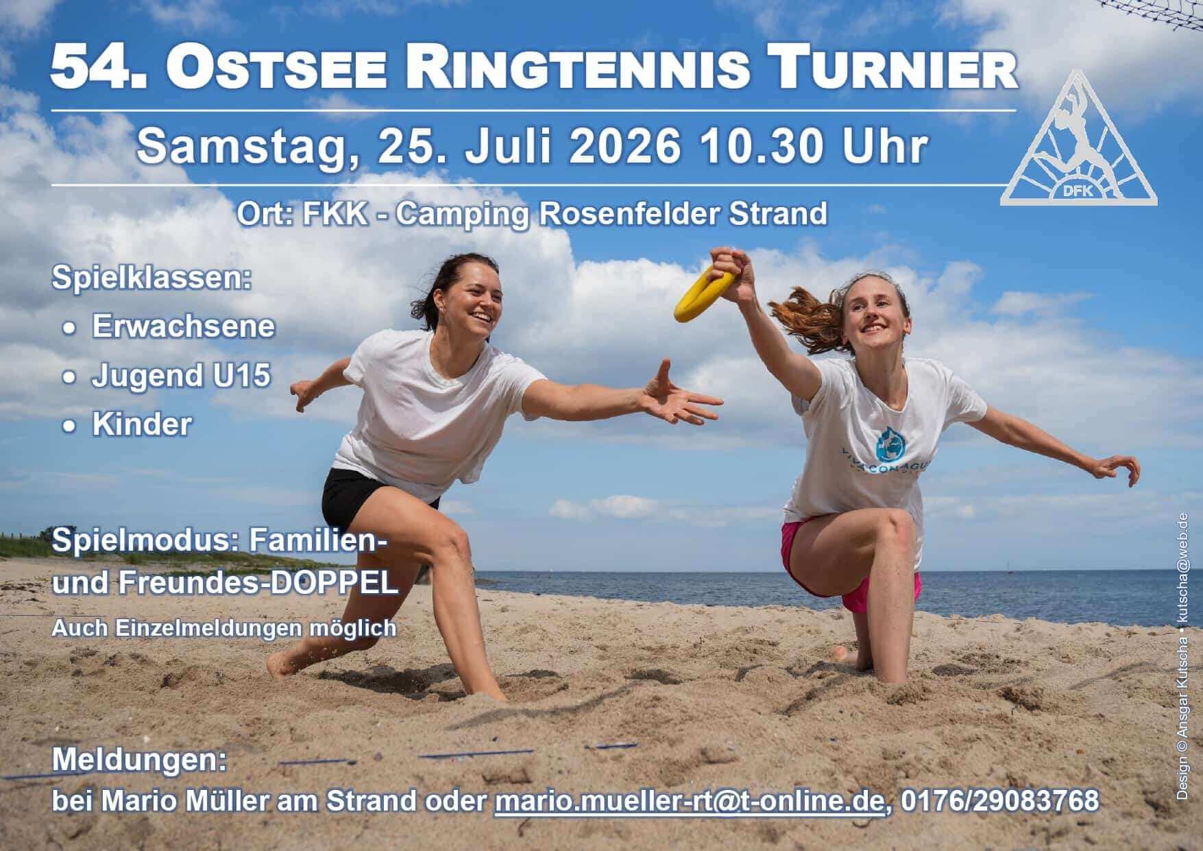 Plakat 54 Ostsee Ringtennis Turnier am Rosenfelder Strand, 25. Juli 2026
