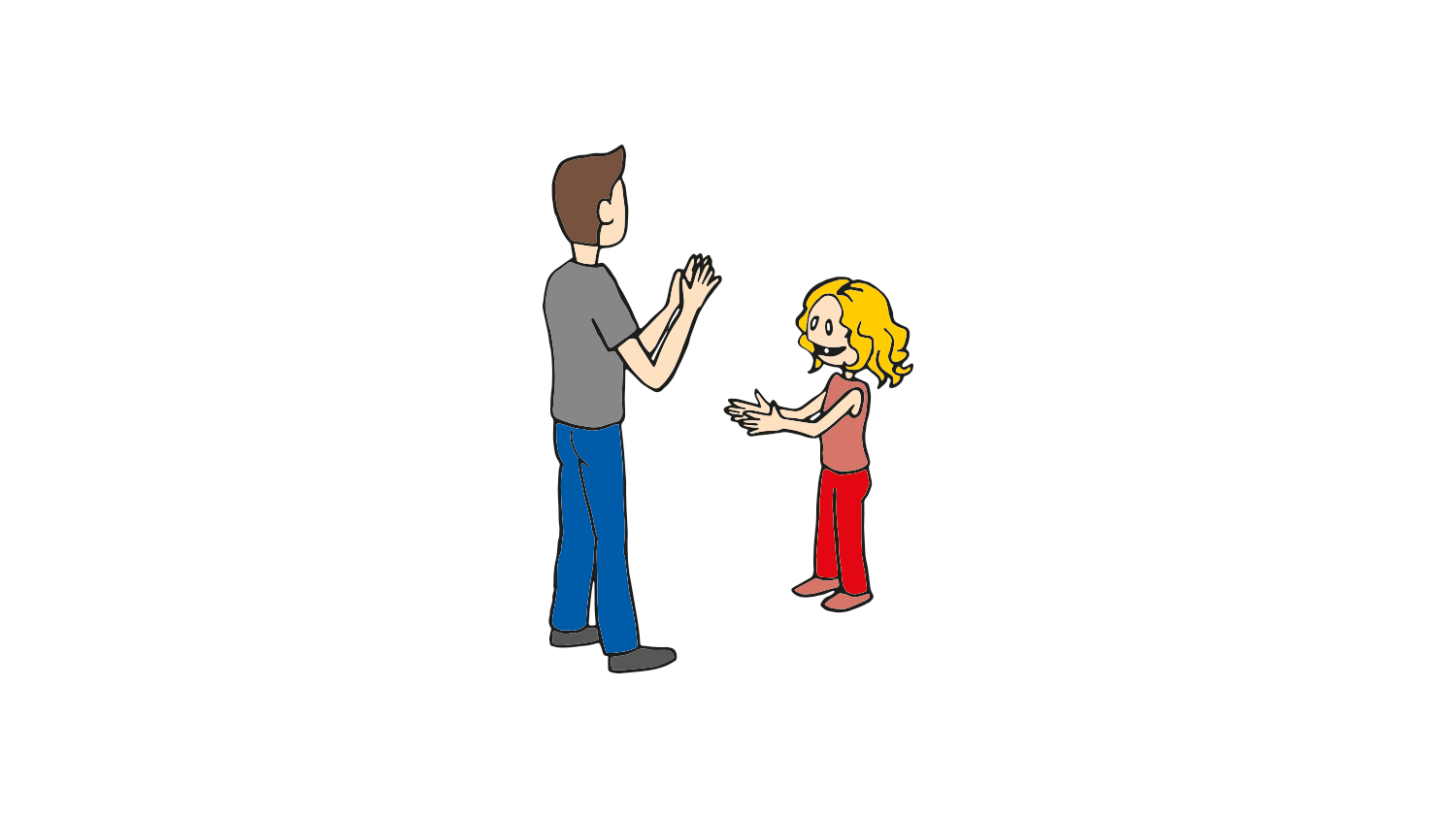 Zeichnung der Kinderturn-Abzeichen-Übung Klatscht mit