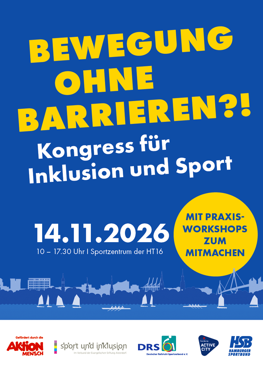 Hamburger Sportbund: Bewegen ohne Barrieren, Kongress für Inklusion und Sport 14.11.2026. Mit Praxisworkshops zum mitmachen