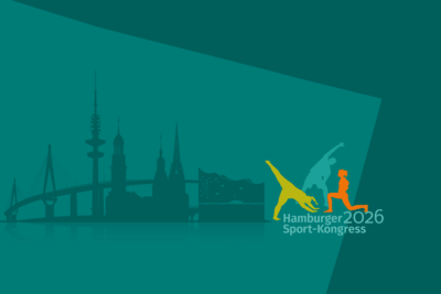 Silhouette der Hamburger Skyline mit dem Logo des Hamburger Sport-Kongresses 2026