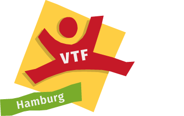 VTF Logo mit weißer Schrift
